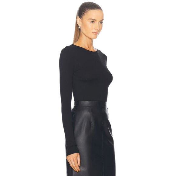 St. Agni Organic Cotton Soft Rib Long Sleeve Top in Black X-Small New Womens - Picture 2 of 12